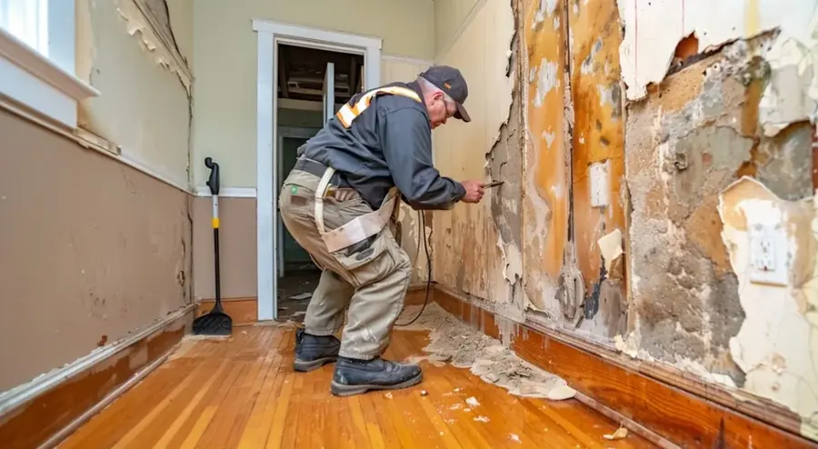Technician tracing a hidden slab leak in an Addison home