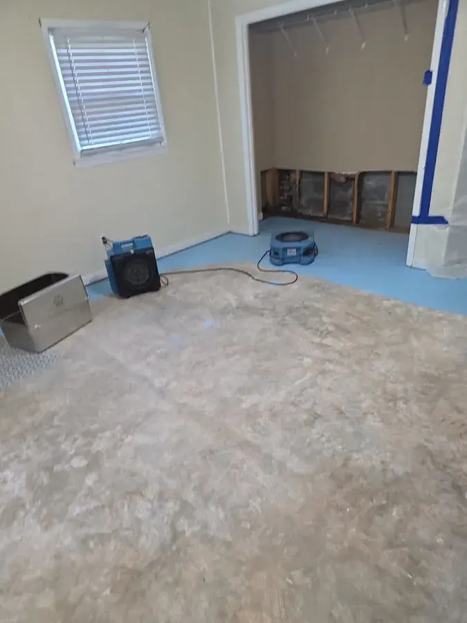 Drying a room after the flooring was removed in a North Dallas property